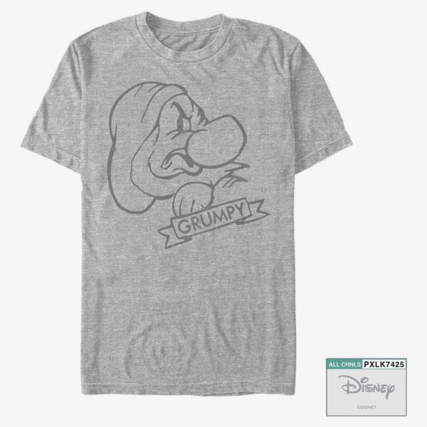 Tričko Merch Disney Snow White - Grumpy Unisex T-Shirt Heather Grey XXXL