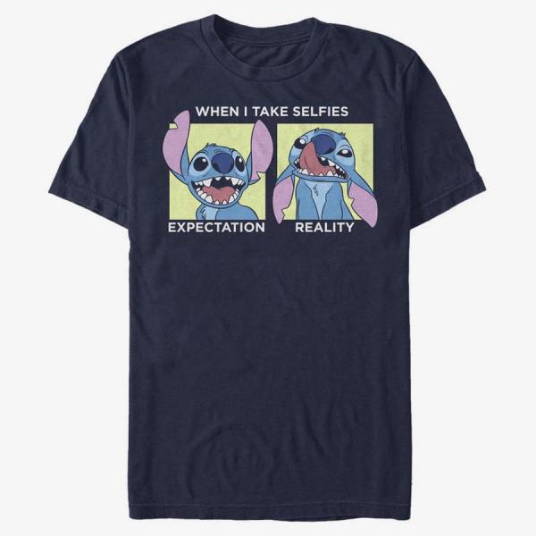 Tričko Merch Disney Lilo & Stitch - Stitch Selfie Unisex T-Shirt Navy Blue L