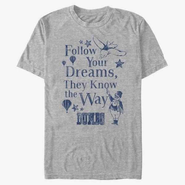 Tričko Merch Disney Classics Dumbo - Follow Dreams Unisex T-Shirt Heather Grey XXL