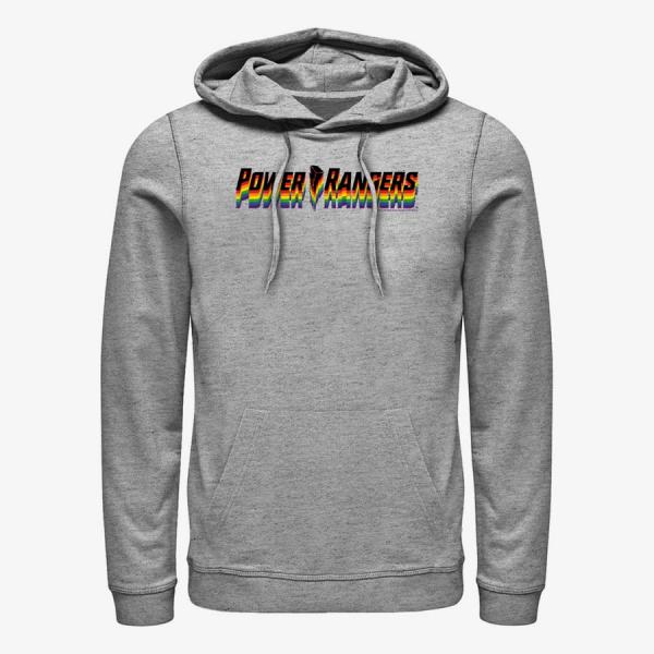 Queens Hasbro Vault Power Rangers - Power Ranger Rainbow Stacked Unisex Hoodie Heather Grey