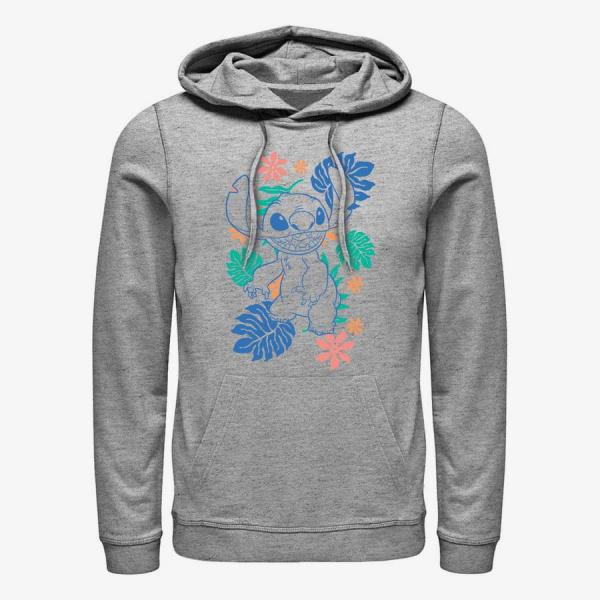 Queens Disney Classics Lilo & Stitch - RETRO TROPICAL TONAL STITCH Unisex Hoodie Heather Grey