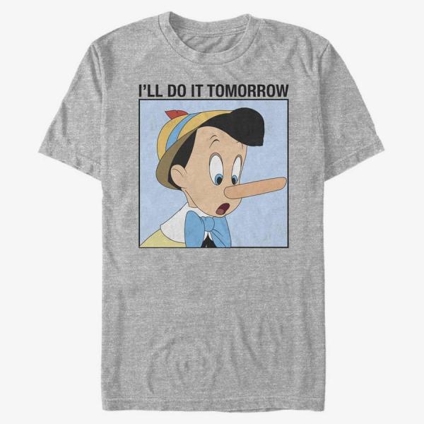 Tričko Merch Disney Classics Pinocchio - Do It Tomorrow Unisex T-Shirt Heather Grey XXL