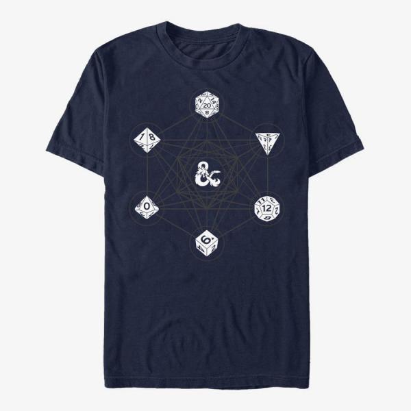 Tričko Merch Dungeons & Dragons - 6 DIE WITH METATRON GEOMETRY Unisex T-Shirt Navy Blue S