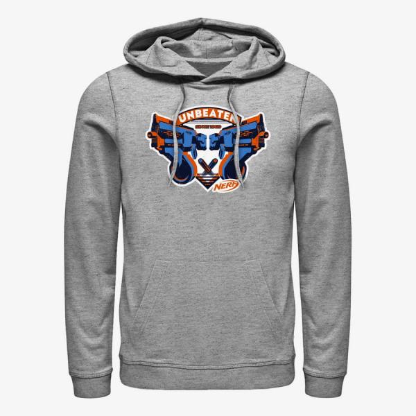 Queens Hasbro Vault Nerf - Unbeaten Badge Unisex Hoodie Heather Grey