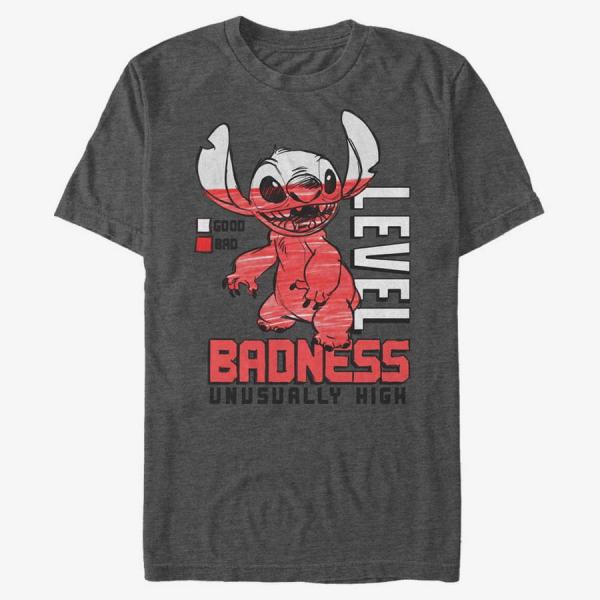 Tričko Merch Disney Classics Lilo & Stitch - Badness Level Unisex T-Shirt Dark Heather Grey L