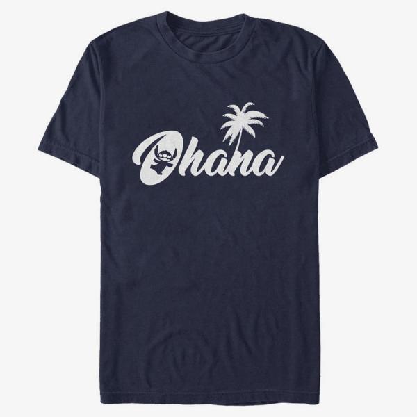 Tričko Merch Disney Classics Lilo & Stitch - STITCH SILLHOUETTE OHANA Unisex T-Shirt Navy Blue M