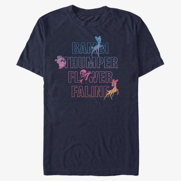 Tričko Merch Disney Classics Bambi - Bambi Characters Names Stacked Unisex T-Shirt Navy Blue XXXL