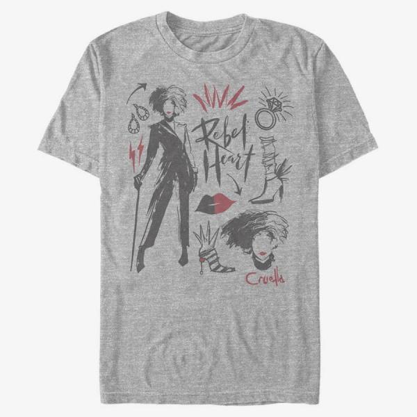 Tričko Merch Disney Classics DNCA - CRUELLA FASHION SKETCHES Unisex T-Shirt Heather Grey M