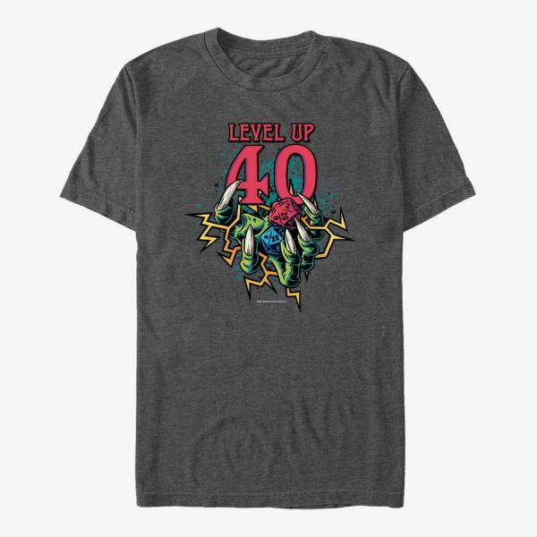 Queens Dungeons & Dragons - Level Up Forty Unisex T-Shirt Dark Heather Grey