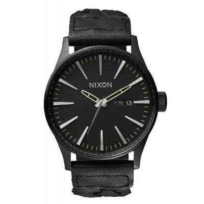 Hodinky Nixon Sentry Leather all black woven
