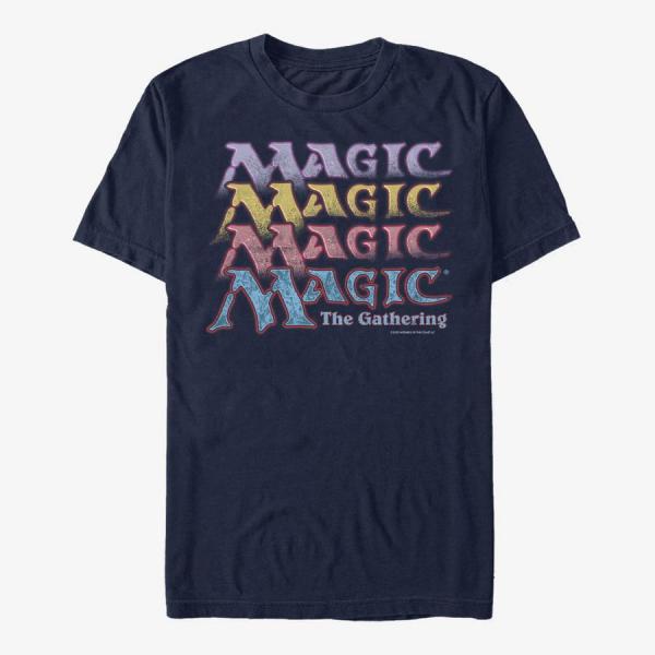 Tričko Merch Magic: The Gathering - Retro Stack Unisex T-Shirt Navy Blue XXL
