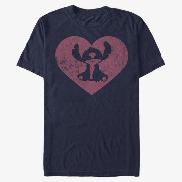 Queens Disney Classics Lilo & Stitch - Stitch Heart Unisex T-Shirt Navy Blue