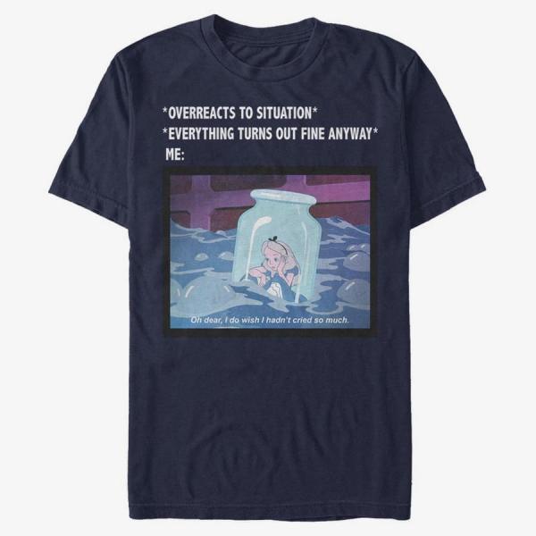 Tričko Merch Disney Classics Alice In Wonderland - Anxiety Meme Unisex T-Shirt Navy Blue M