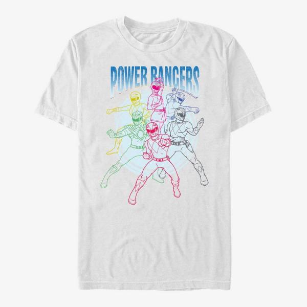 Tričko Merch Hasbro Vault Power Rangers - Power Ranger Line Art Unisex T-Shirt White S