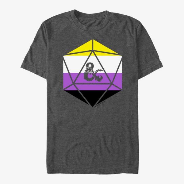 Tričko Merch Dungeons & Dragons - Non Binary Ampersand Unisex T-Shirt Dark Heather Grey XL