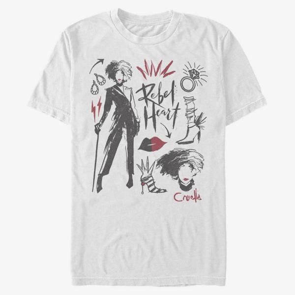 Queens Disney Classics DNCA - CRUELLA FASHION SKETCHES Unisex T-Shirt White