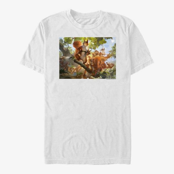 Tričko Merch Magic: The Gathering - Squirrel Fight Unisex T-Shirt White XL