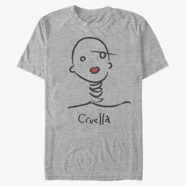 Queens Disney Classics DNCA - CRUELLA DOODLE Unisex T-Shirt Heather Grey