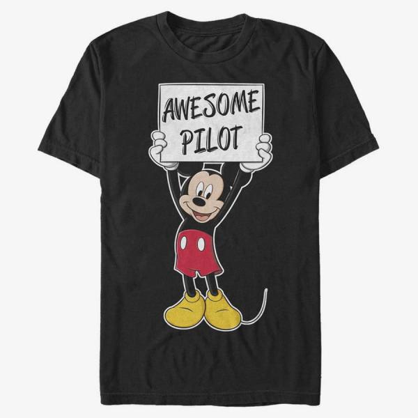 Tričko Merch Disney Classics Mickey Classic - Mickey Awesome Pilot Unisex T-Shirt Black XXL