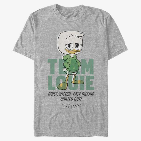 Tričko Merch Disney Classics Ducktales - Team Louie Green Unisex T-Shirt Heather Grey XL