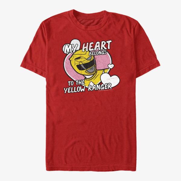 Tričko Merch Hasbro Vault Power Rangers - Heart Belongs to Yellow Ranger Unisex T-Shirt Red L