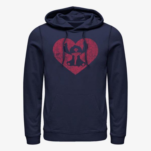 Mikina Merch Disney Classics Lilo & Stitch - Stitch Heart Unisex Hoodie Navy Blue S