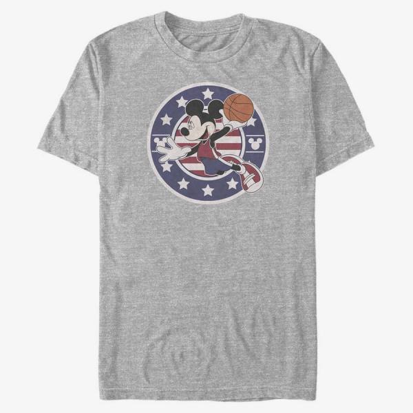 Tričko Merch Disney Classics Mickey Classic - B Ball Americana Unisex T-Shirt Heather Grey L