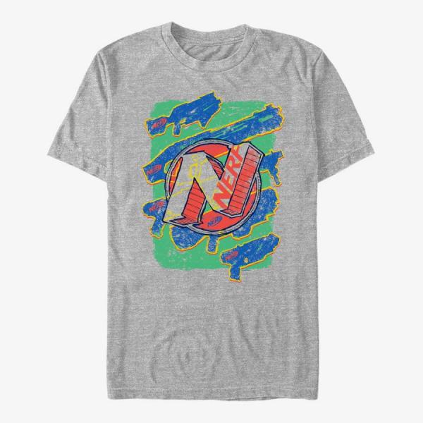 Tričko Merch Hasbro Vault Nerf - Nerf Scribble Unisex T-Shirt Heather Grey XXXL