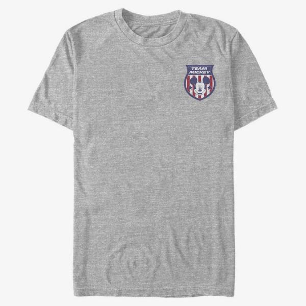 Tričko Merch Disney Classics Mickey Classic - USA Badge Unisex T-Shirt Heather Grey XXL