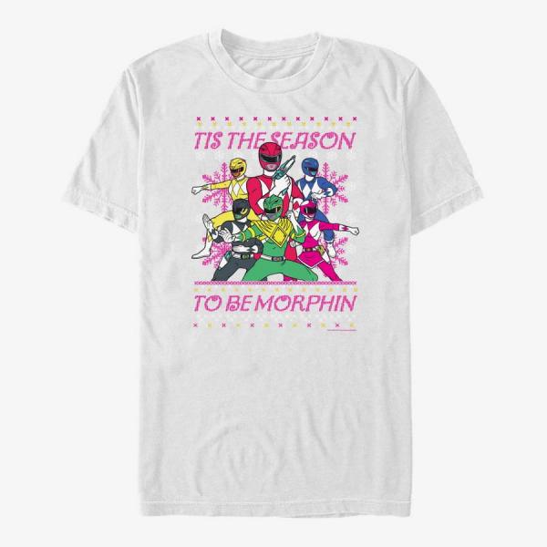 Tričko Merch Hasbro Vault Power Rangers - Tis The Season To Be Morphin Unisex T-Shirt White L