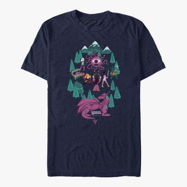 Tričko Merch Dungeons & Dragons - Fantasy Adventure Crew Unisex T-Shirt Navy Blue XL