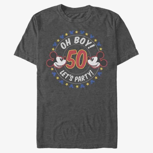 Queens Disney Classics Mickey Classic - Oh Boy Mickey 50 Unisex T-Shirt Dark Heather Grey