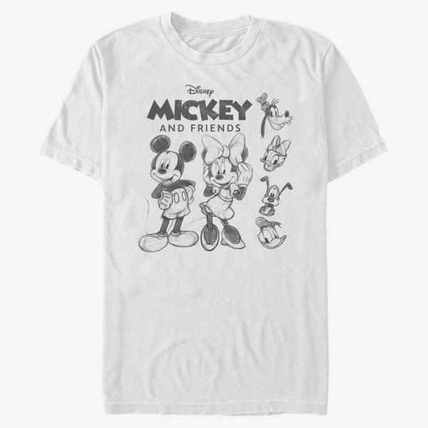 Queens Disney Classics Mickey Classic - MICKEY FREINDS SKETCH Unisex T-Shirt White