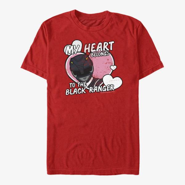 Tričko Merch Hasbro Vault Power Rangers - Heart Belongs to Black Ranger Unisex T-Shirt Red S