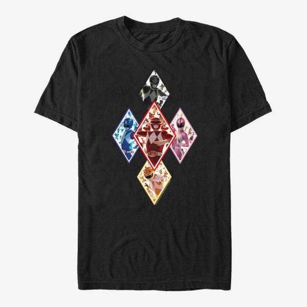 Tričko Merch Hasbro Vault Power Rangers - The Team In Diamonds Unisex T-Shirt Black S