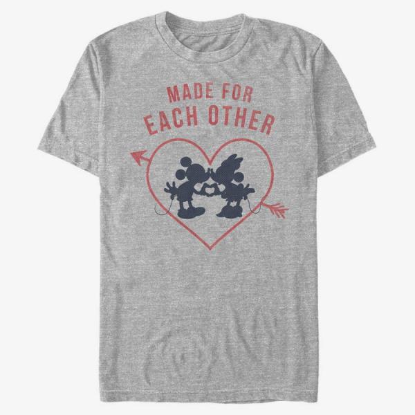 Queens Disney Classics Mickey Classic - Heart Polka Dot Silhouette Unisex T-Shirt Heather Grey
