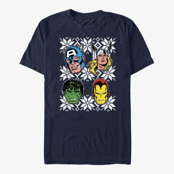 Queens Marvel Avengers Classic - Super Heads Unisex T-Shirt Navy Blue