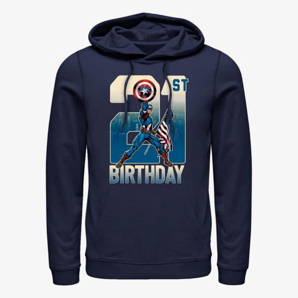 Queens Marvel Avengers Classic - Capt America 21st Bday Unisex Hoodie Navy Blue