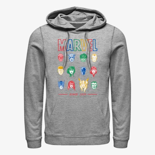 Mikina Merch Marvel Avengers Classic - Primary Faces Unisex Hoodie Heather Grey L
