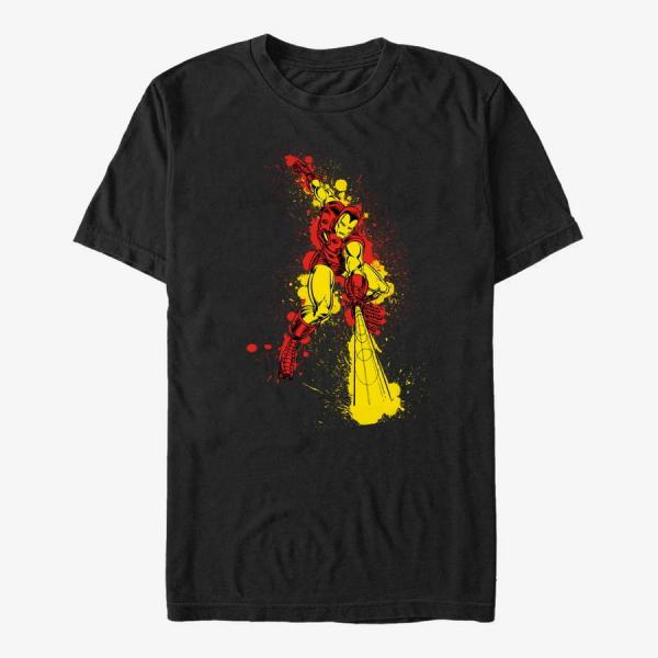 Queens Marvel Avengers Classic - IronMan InkSplotches Unisex T-Shirt Black