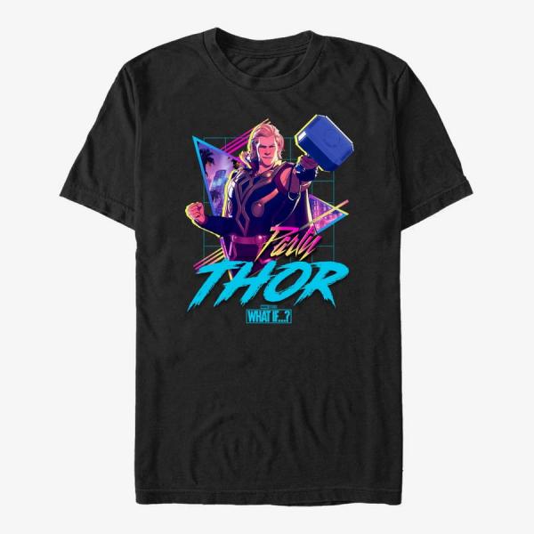 Tričko Merch Marvel What If...? - Vaporwave PartyThor Unisex T-Shirt Black S