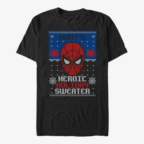 Tričko Merch Marvel Avengers Classic - Holiday Sweater Aunt Unisex T-Shirt Black M