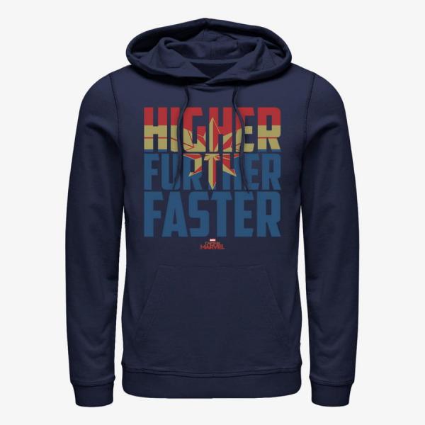 Mikina Merch Captain Marvel - Higher Faster Fill Unisex Hoodie Navy Blue XL