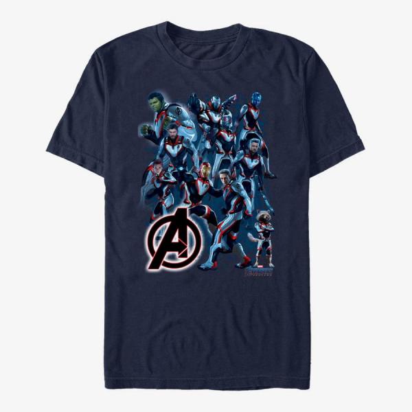 Tričko Merch Marvel Avengers: Endgame - Suit Group Unisex T-Shirt Navy Blue S