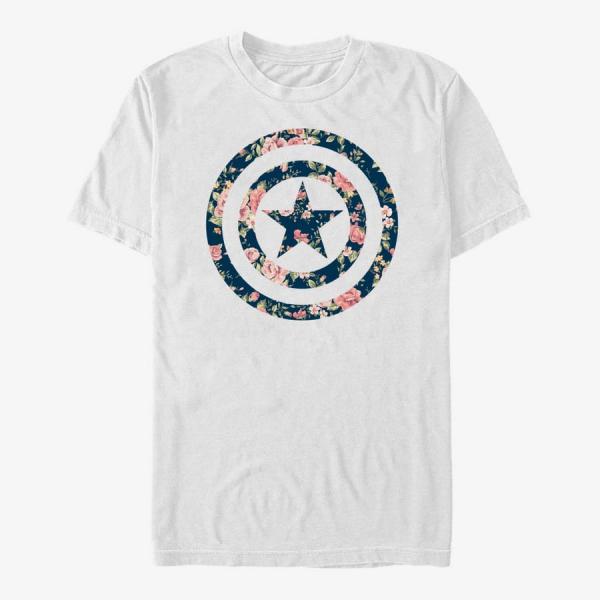 Tričko Merch Marvel Avengers Classic - Captain Floral Unisex T-Shirt White S