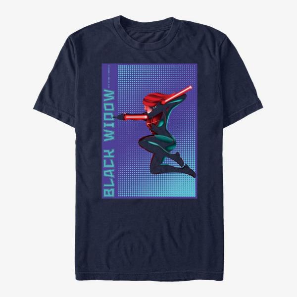 Tričko Merch Marvel Avengers Classic - Halftone Widow Unisex T-Shirt Navy Blue L
