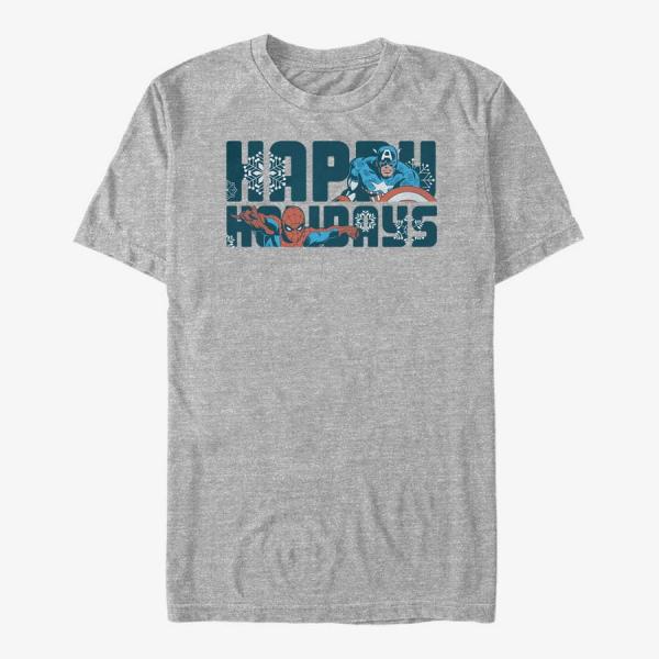 Tričko Merch Marvel Avengers Classic - Happiest Of Holidays Unisex T-Shirt Heather Grey XL