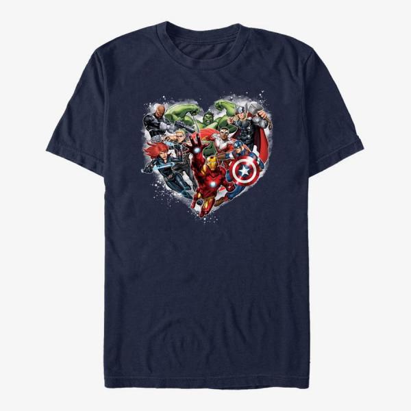 Tričko Merch Marvel Avengers Classic - Avenger Heart Unisex T-Shirt Navy Blue M