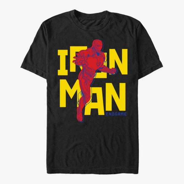 Tričko Merch Marvel Avengers: Endgame - Text Pop Iron Unisex T-Shirt Black XL