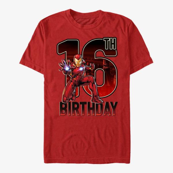 Tričko Merch Marvel Avengers Classic - Ironman 16th Bday Unisex T-Shirt Red L